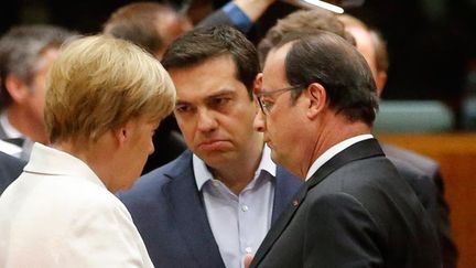 &nbsp; (Angela Merkel, Alexis Tsipras et François Hollande ont préparé un projet de compromis © MAXPPP)