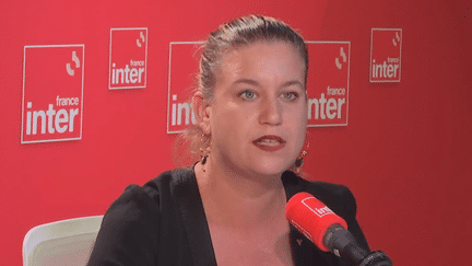 La présidente du groupe La France insoumise (LFI) à l'Assemblée, Mathilde Panot, le 19 octobre 2023, sur France Inter. (FRANCE INTER / RADIO FRANCE)