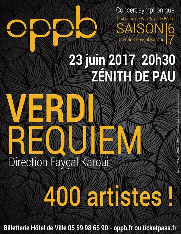 Affiche du concert donné par les Orchestres de Pau et de Pampelune.
Requiem de Verdi
