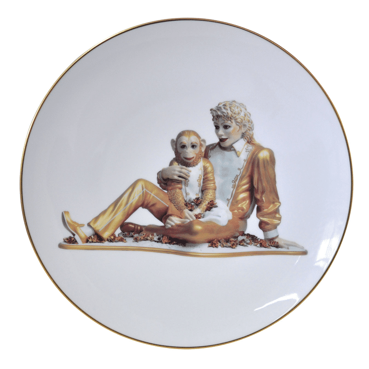 Assiette créée par Jeff Koons :  "Michael Jackson and Bubbles"
 (Bernardaud)