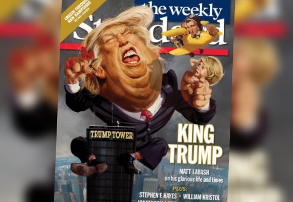 La couverture d'un numéro du "Weekly Standard" de février&nbsp;2016, où apparaît une caricature de Donald Trump en "King Kong". (WEEKLY STANDARD)