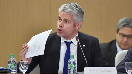 Laurent Wauquiez, président de la région&nbsp;Auvergne-Rhône-Alpes, lors d'une réunion du Conseil régional à Lyon, le 17 novembre 2016. (MAXPPP)