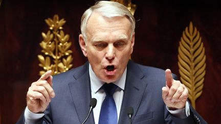 Jean-Marc Ayrault, le Premier ministre, lors de son discours de politique g&eacute;n&eacute;rale &agrave; l'Assembl&eacute;e nationale, le 3 juillet 2012. (PATRICK KOVARIK / AFP)