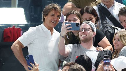 L'acteur américain Tom Cruise dans les tribunes de l'Arena Bercy (Paris), le 28 juillet 2024, lors des Jeux olympiques. (RYAN BROWNE / SIPA)