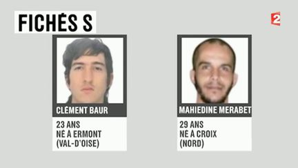 Les portraits diffusé par la police&nbsp;de Clément Baur&nbsp;et&nbsp;Mahiedine Merabet&nbsp;arrêtés à Marseille&nbsp; (FRANCE 2)