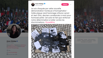 Le tweet de la maire de Paris, Anne Hidalgo, le 6 août 2018. (TWITTER/ ANNE HIDALGO)