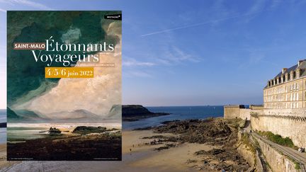 Festival Etonnants Voyageurs, affiche et vue des remparts de la ville de Saint-Malo (MATTES RENE / HEMIS.FR / HEMIS.FR)