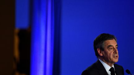 François Fillon, le 6 février 2017 lors de la conférence de presse organisée à son siège de campagne organisé à Paris. (MARTIN BUREAU / AFP)