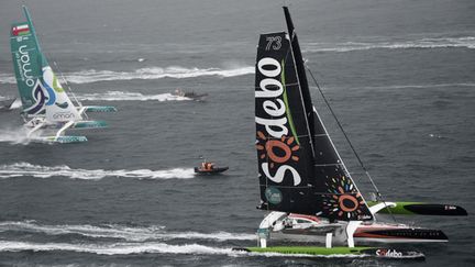 Thomas Coville sur le Sodebo Ultim (DAMIEN MEYER / AFP)