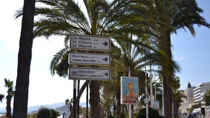 Des panneaux indiquant la direction d'hôtels, dans le centre de Cannes, le 16 avril 2020. (NOEMIE BONNIN / RADIO FRANCE)