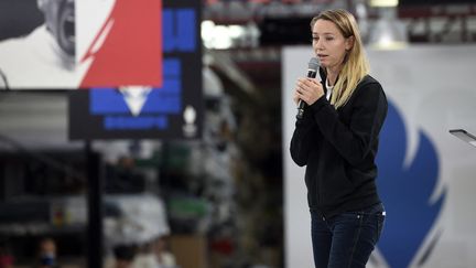 La présidente du Comité paralympique et sportif français, Marie-Amélie Le Fur, lors de la présentation des équipes de France à Romilly-sur-Seine (Aube) le 4 octobre 2021. (HERVIO JEAN-MARIE / KMSP / AFP)