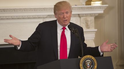 Le président américain Donald Trump, le 26 février 2018 à la Maison Blanche, à Washington D.C. (Etats-Unis).&nbsp; (CHRIS KLEPONIS / AFP)