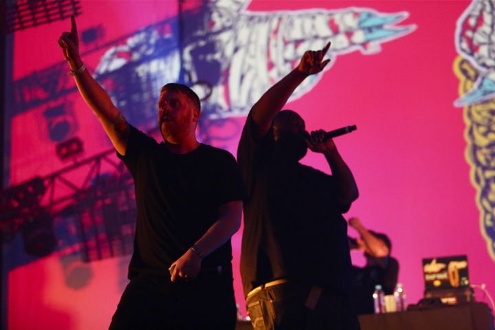 EL-P et Killer Mike = Run The Jewels, montés sur ressorts au Pitchfork Paris 2015.
 (Gilles Scarella / Studio France Télévisions)