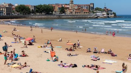 La plage San Lorenzo à Gijon (Asturias), en Espagne, le 14 juillet 2020.&nbsp; (ALVARO HURTADO / NURPHOTO / AFP)