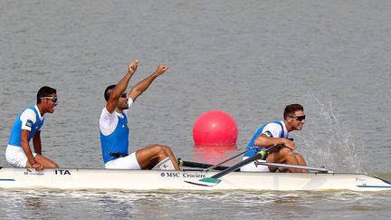 Luca Parlato, Vincenzo Abbagnale et Enrico D'Aniello, champions du monde en 2013 en deux barré (JEON HEON-KYUN / EPA)