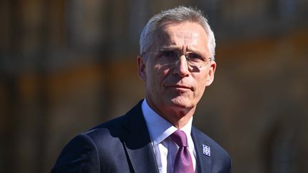 Le secrétaire général de l'Otan, Jens Stoltenberg, à Woodstock (Royaume-Uni), le 18 juillet 2024. (RASID NECATI ASLIM / AFP)