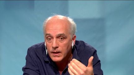 Philippe Poutou, candidat du Nouveau parti anticapitaliste (NPA) à la présidentielle sur franceinfo, le 28 mars 2022. (FRANCEINFO / RADIO FRANCE)