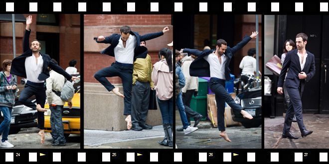 Benjamin Millepied dans les rues de New York lors du tournage d'un film publicitaire en mai 2011
 (COHEN DIANE L/SIPA)