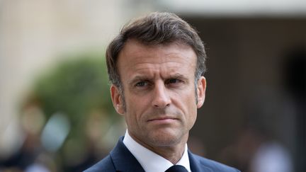 Le président de la République, Emmanuel Macron, à l'Elysée, le 28 juin 2023. (ALEXIS SCIARD / MAXPPP)