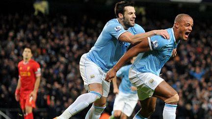 Alvaro Negredo et Vincent Kompany, les deux joueurs de Manchester City