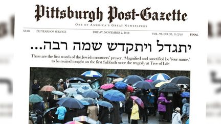 La une du "Pittsburgh Post-Gazette" du 2 novembre 2018, en hommage aux victimes de l'attaque antisémite de la synagogue "Tree of Life". (PITTSBURGH POST-GAZETTE)