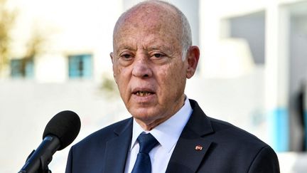 Le président de la Tunisie Kais Saied, le 24 décembre 2023 à Tunis. (FETHI BELAID / AFP)