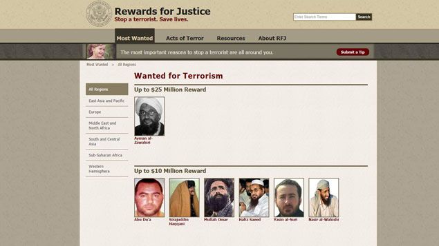 &nbsp; (Le site internet du programme "Rewards for Justice" (capture d'écran))