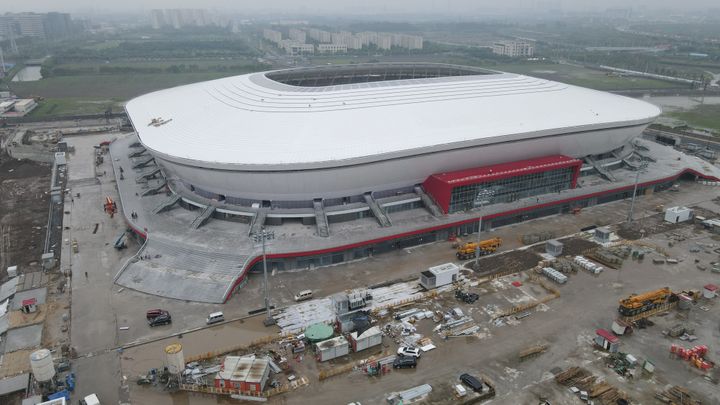 Le Stade Pudong de Shanghai, où va se dérouler la finale des championnats du monde de League of Legends (HOU LUOPENG)