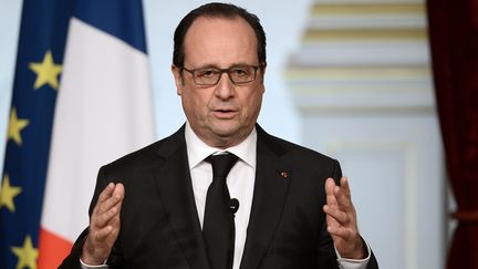 François Hollande donne une conférence de presse à l'Elysée, le 4 avril 2016. (STEPHANE DE SAKUTIN / AFP)