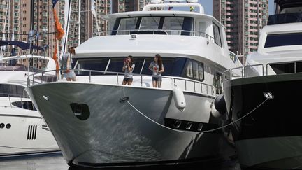 Exposition de yachts &agrave; Hong Kong (Chine) le 6 mai 2011. &nbsp; (KIN CHEUNG / AP / SIPA)