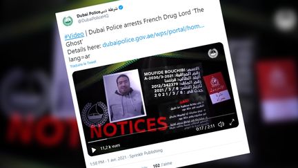 Une&nbsp;vidéo publiée par la police de Dubaï met en scène l'interpellation de Moufide Bouchibi. (CAPTURE D'ECRAN TWITTER)