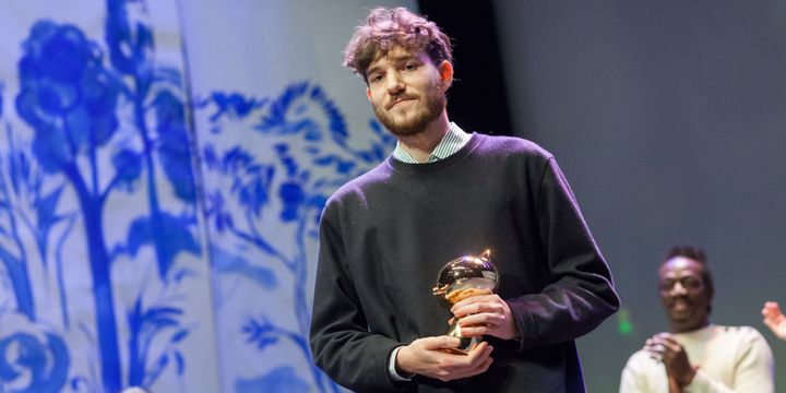 Jérémie Moreau à Angoulême le 27 janvier 2018 lors de la remise de son Fauve d'Or pour "La saga de Grimr" (Delcourt)
