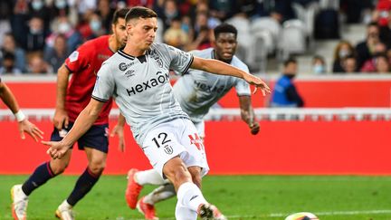 Le Rémois Alexis Flips avait inscrit le seul but de son équipe lors du match face à Lille, le 22 septembre 2021. (DENIS CHARLET / AFP)