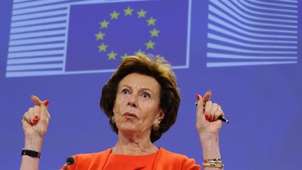 Neelie Kroes en conférence de presse à Bruxelles, le 30 juin 2014.&nbsp; (JOHN THYS / AFP)