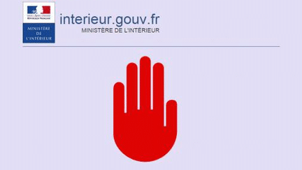 Capture d'&eacute;cran du message du minist&egrave;re de l'Int&eacute;rieur qui s'affiche en lieu et place du site islamic-news.info. (DR)