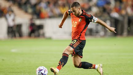 Eden Hazard, lors d'un match entre la Belgique et le pays de Galles en Ligue des nations, le 22 septembre 2022 à Bruxelles. (BRUNO FAHY / BELGA MAG/AFP)