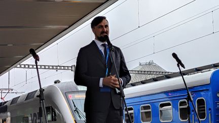 Oleksandr Kamyshin, patron des chemins de fer ukrainiens dans la gare de Kiev (Ukraine),&nbsp;le 21 août 2021 (FUTURE PUBLISHING / FUTURE PUBLISHING via GETTYIMAGES)