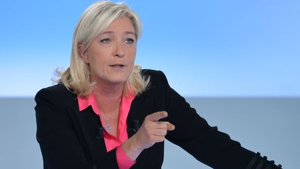 La pr&eacute;sidente du Front national, Marine Le Pen, sur le plateau de France 5, le 7 octobre 2012. (IBO / SIPA)