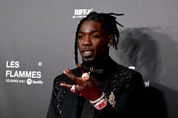 Le rappeur Gazo arrive à la première édition des Flammes, à Paris, le 11 mai 2023. (ZOULERAH NORDDINE / AFP)