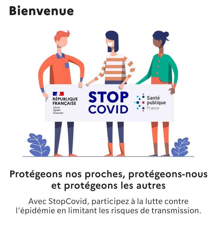 Visuel de l'application StopCovid (CAPTURE D'ÉCRAN)