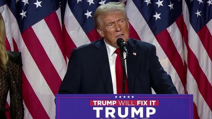 Le candidat républicain Donald Trump a remporté l'élection présidentielle aux États-Unis, mercredi 6 novembre. Il a appelé à l'unité durant son premier discours. (France 2)