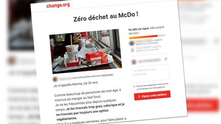 Pétition pour obtenir zéro déchet chez McDonald's. (Caopture d'écran change.org)