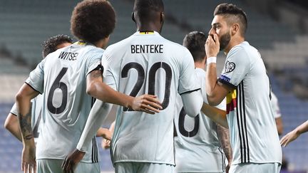 La joie de Benteke et des joueurs belges (DIRK WAEM / BELGA MAG)