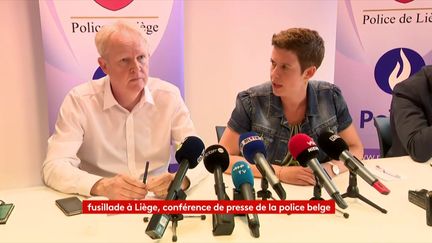 Le procureur de la République de Liège (Belgique),&nbsp;Philippe Dulieu, lors d'une conférence de presse après une attaque terroriste dans la ville, le 29 mai 2018.&nbsp; (FRANCEINFO)