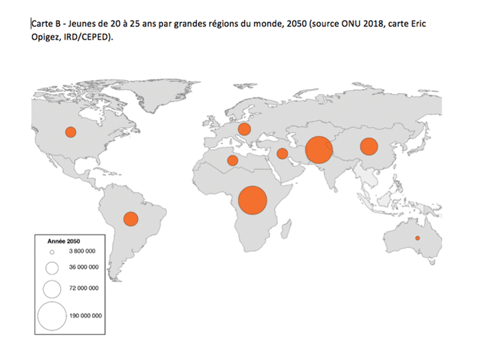 &nbsp; (Source ONU 2018, carte Eric Opigez, IRD/CEPED)