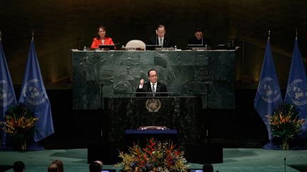 &nbsp; (François Hollande à la tribune de l'ONU, vendredi 22 avril. © Mike Segar/Reuters)