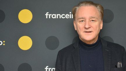 L'écrivain et philosophe Michel&nbsp;Erman, dans le studio de franceinfo, en janvier 2018. (JEAN-CHRISTOPHE BOURDILLAT / RADIO FRANCE)