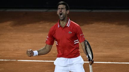 Novak Djokovic a bataillé face à Lorenzo Sonego mais s'est imposé en trois sets. (FILIPPO MONTEFORTE / AFP)