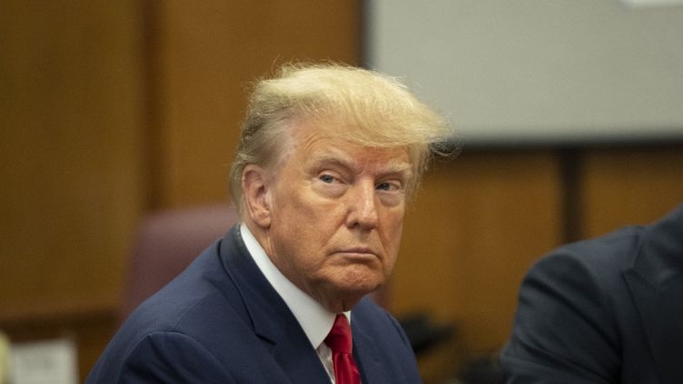 Donald Trump, in court in New York, April 4, 2023. (STEVEN HIRSCH / AFP)