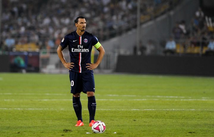 L'attaquant suédois Zlatan Ibrahimovic, lors du Trophée des Champions face à Guingamp,&nbsp;le 2 mars 2014 à Pékin (Chine). (PAN ZHIWANG / IMAGINECHINA / AFP)